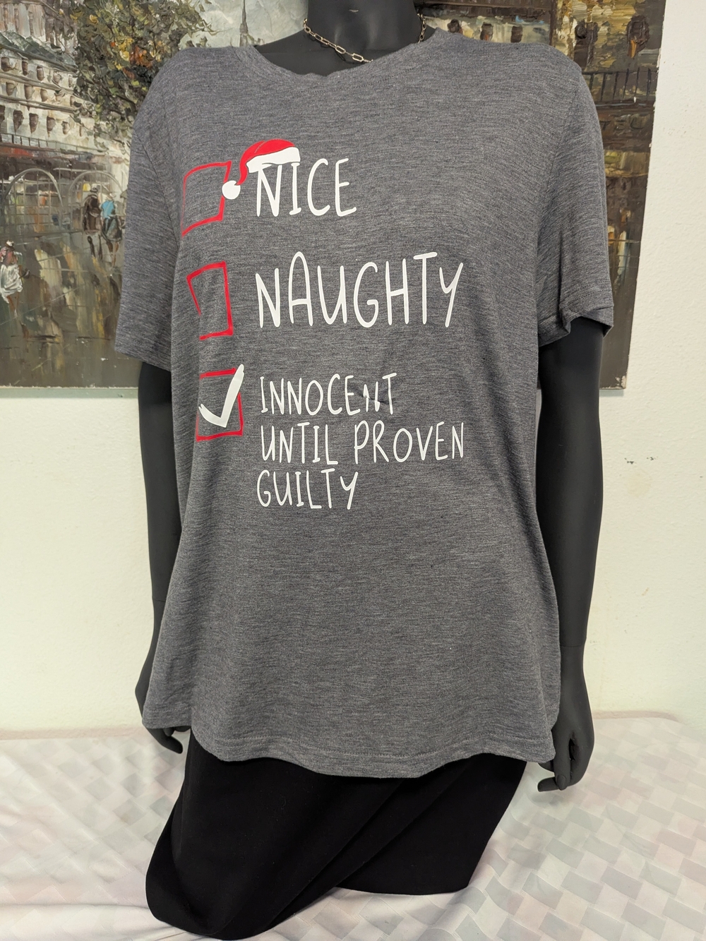 Gray Graphic Holiday Tee - Innocent Until Proven Guilty